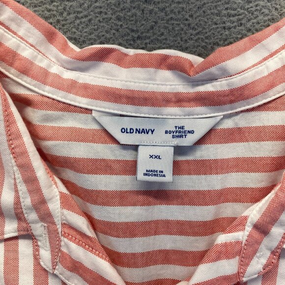 Old Navy Pink Striped Cotton Long Sleeve Boyfriend Button Down Size XXL Long Sle - Picture 4 of 12